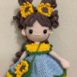 Handmade Crochet Doll with Sunflower Accents